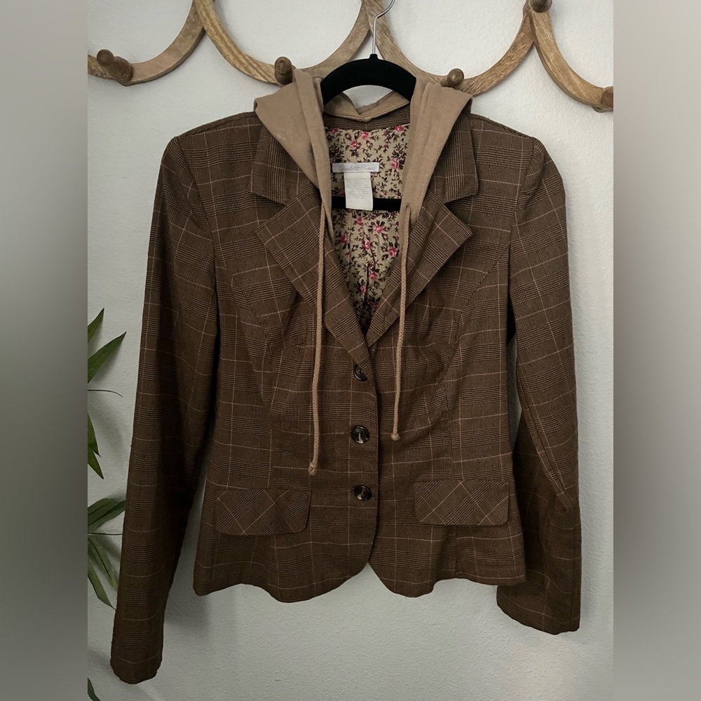 Vintage Charlotte Russe Twill Hooded Blazer